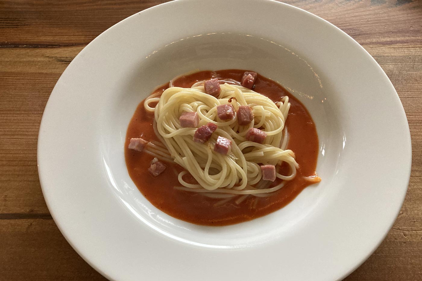 Original DDR-Schinkenspaghetti mit Tomatentunke